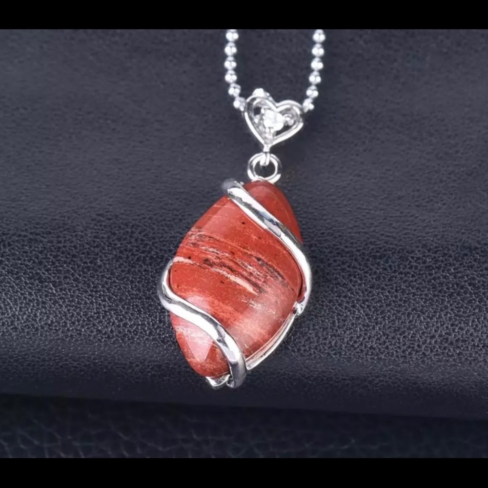 3/$40 Natural Red Jasper Crystal Necklace & Pendant
